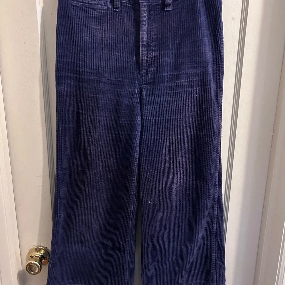 Madewell Emmett Wide Leg Crop Pants in Corduroy dark blue size 27 - Picture 2 of 6